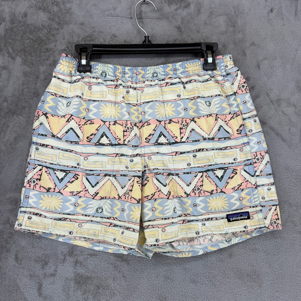 Patagonia Baggies 5 Inch Shorts Mens‎ Small Joy Pitch Blue Sun Geometric Print